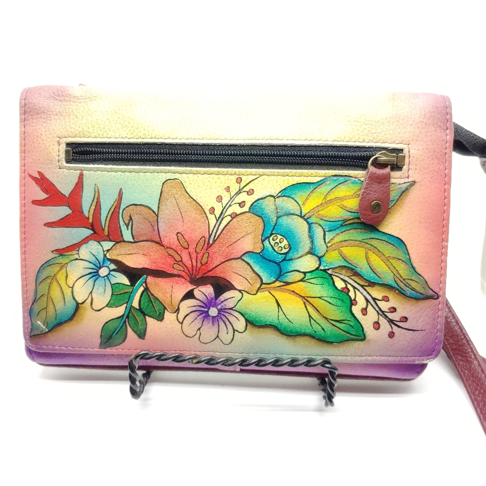 Anuschka Leather Clutch Tropical Bouquet